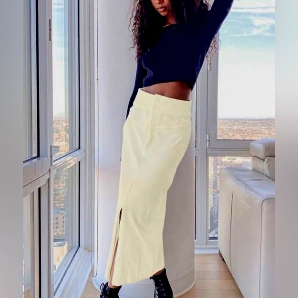 Free People Roxy Rib Pencil Skirt in‎ Ivory Small Excellent Condition